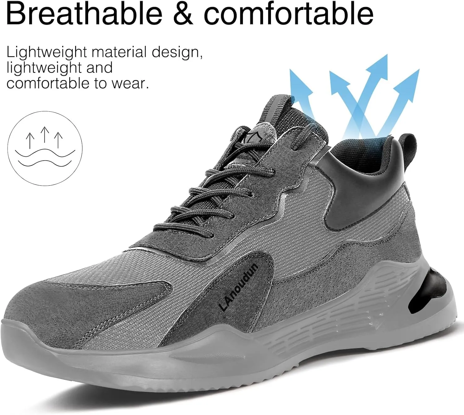 LAoutun Steel Toe Shoes for Men Women Comfortable Lightweight Work Safety Shoes for Men Women Puncture Proof Indestructible Sneakers Construction Work Utility Sneakers