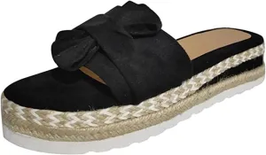 Lausiuoe Sandals For Women Dressy Summer Platform Espadrille Wedge Sandal Open Toe Bowknot Comfortable Flatform Sandals