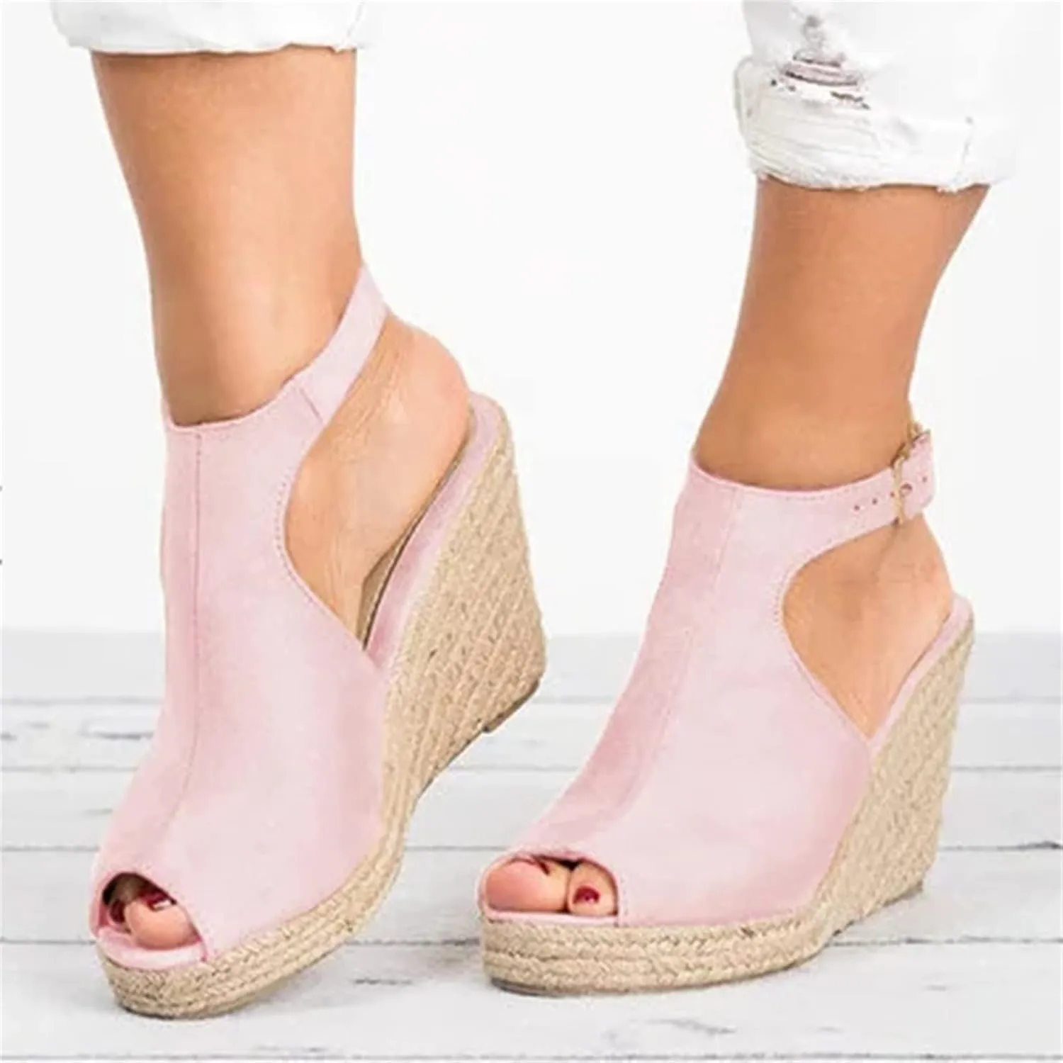 Lausiuoe Sandals Women Comfortable Walking Strappy Wrapped Wedge Heel Platform Sandals Casual Dressy Summer Beach Sandals