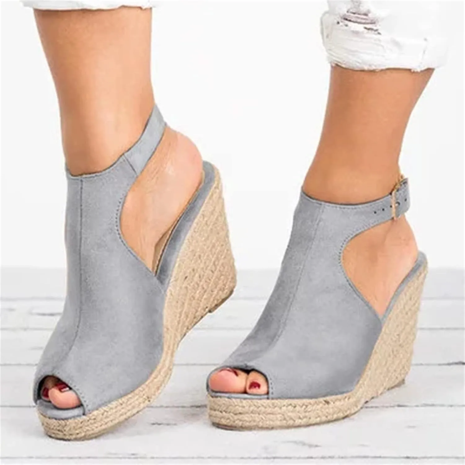 Lausiuoe Sandals Women Comfortable Walking Strappy Wrapped Wedge Heel Platform Sandals Casual Dressy Summer Beach Sandals