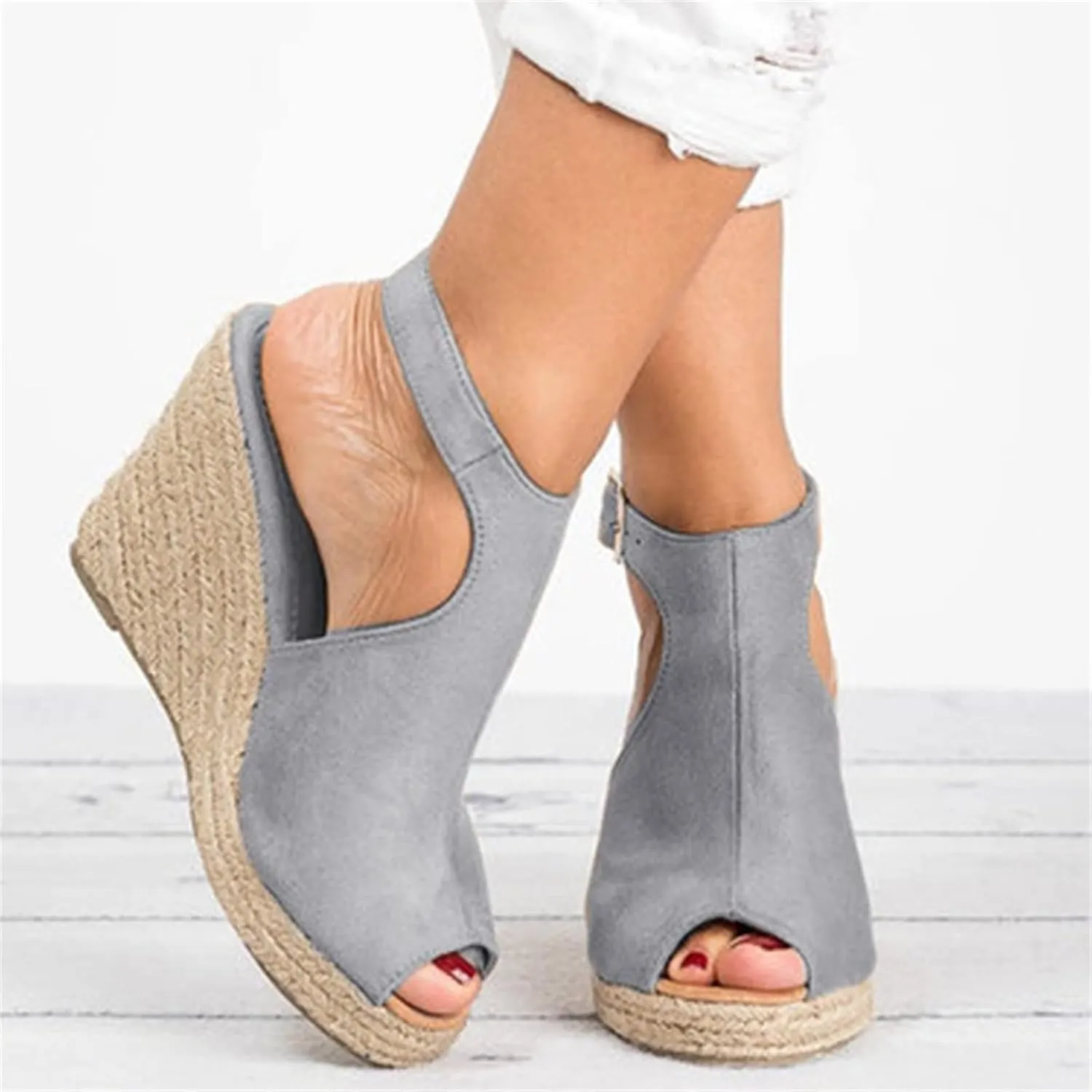 Lausiuoe Sandals Women Comfortable Walking Strappy Wrapped Wedge Heel Platform Sandals Casual Dressy Summer Beach Sandals
