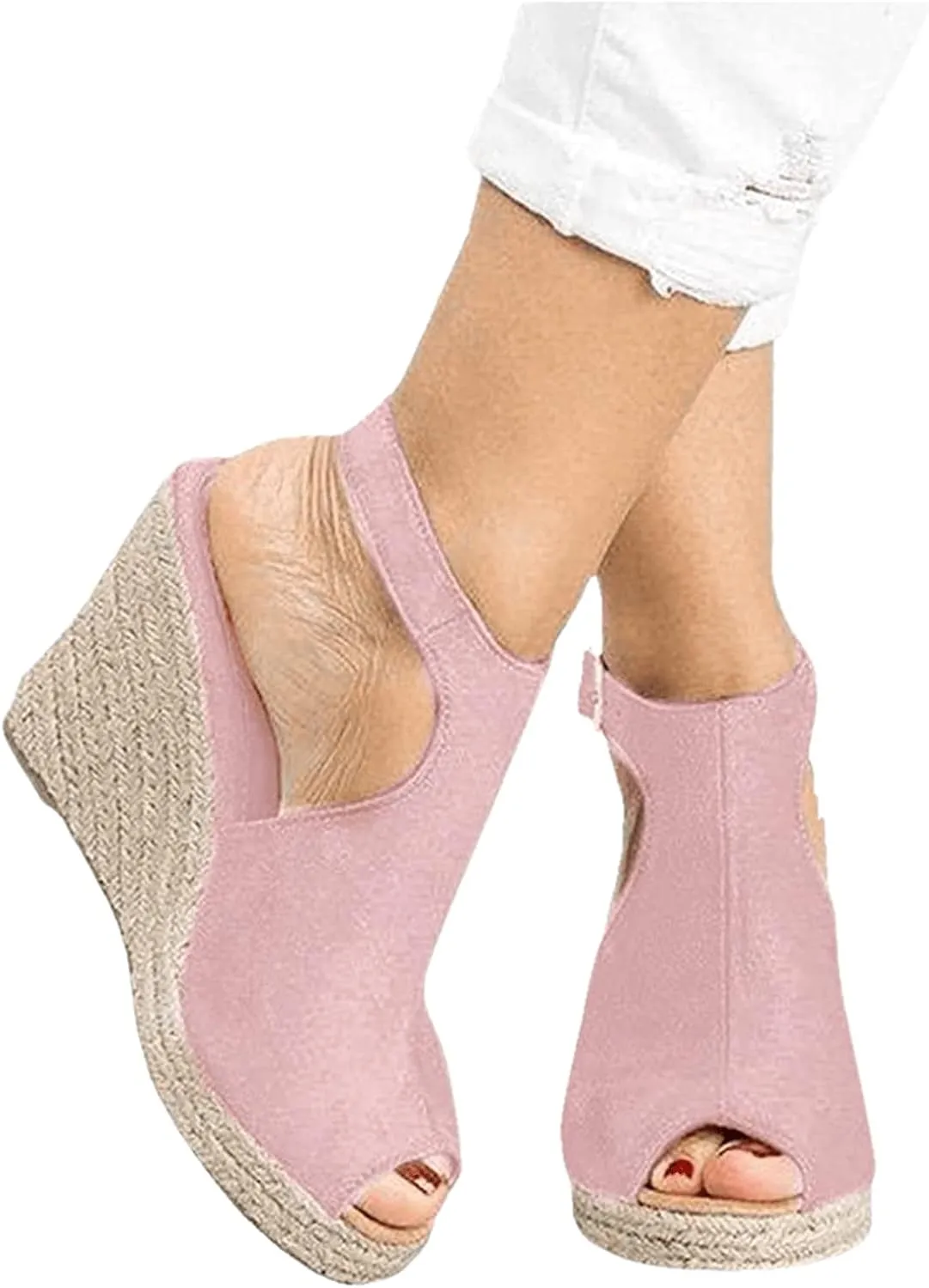 Lausiuoe Sandals Women Comfortable Walking Strappy Wrapped Wedge Heel Platform Sandals Casual Dressy Summer Beach Sandals