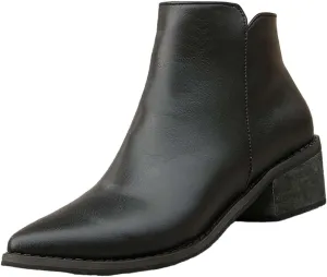 Leather Boots for Women Ankle Booties Pointed Toe Square Heel Dress Boots for Women Non Slip Walking Shoes