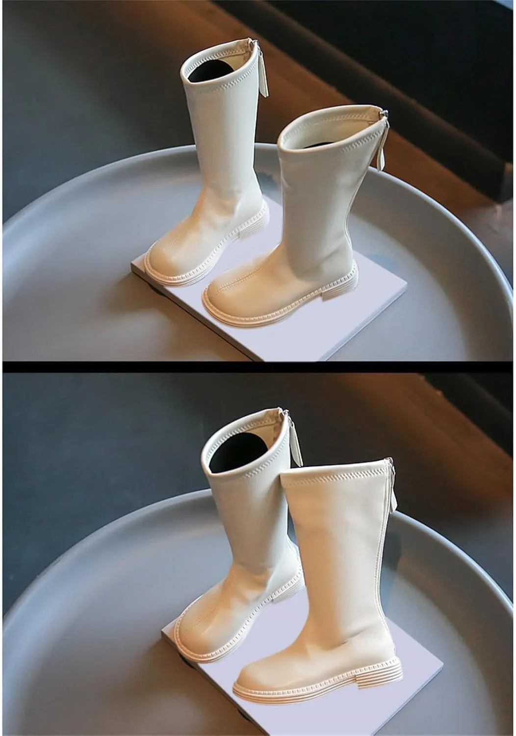 Leather Soft Boots For Girls Kids Childrens Side Zipper Dress Dance Shoes Outdoor Long Non Slip Warm aterproof Shoes