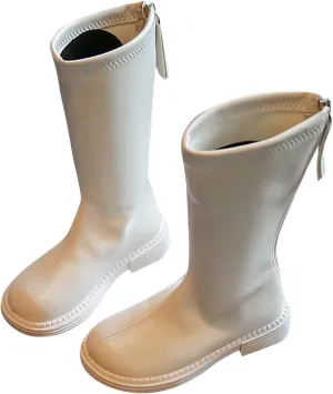 Leather Soft Boots For Girls Kids Childrens Side Zipper Dress Dance Shoes Outdoor Long Non Slip Warm aterproof Shoes
