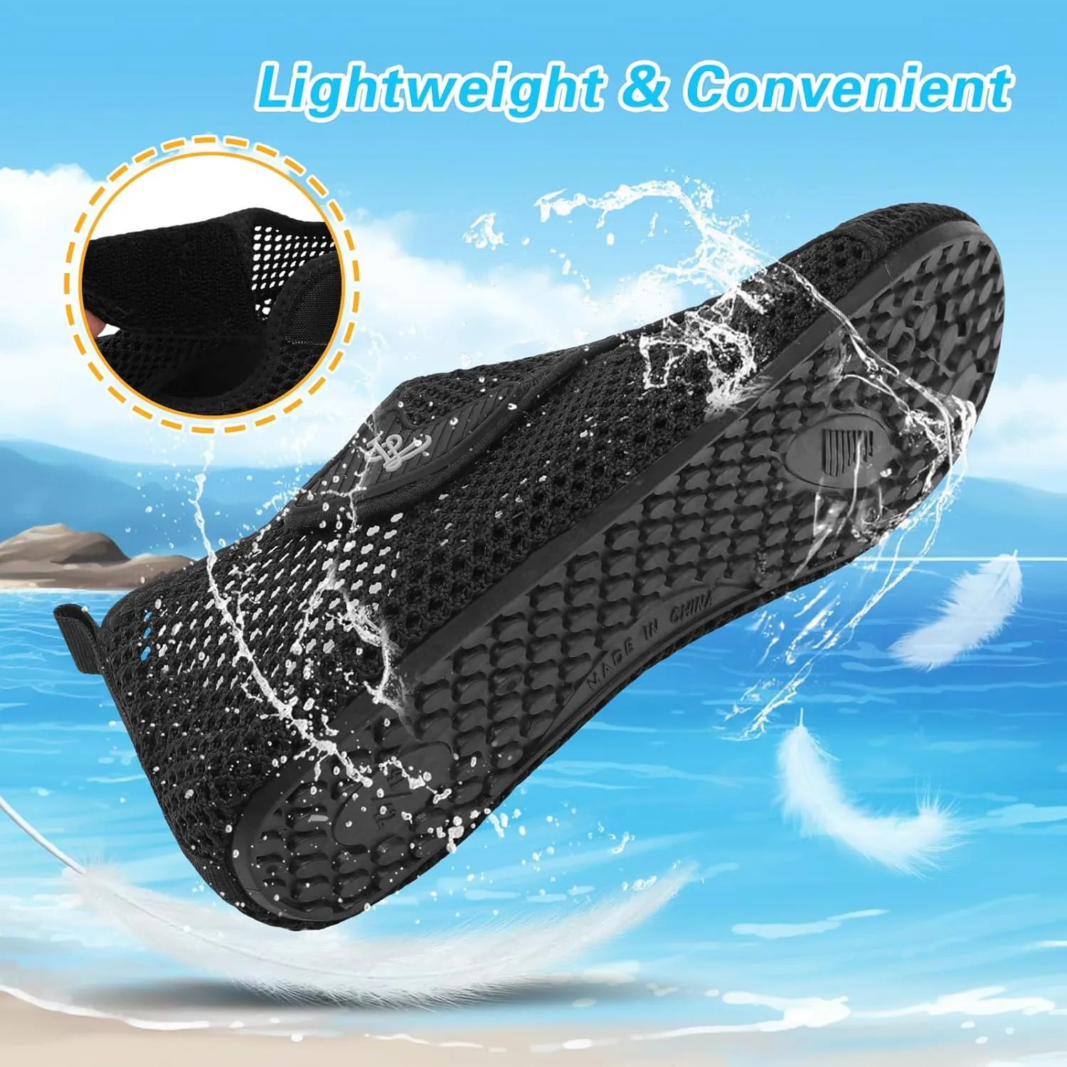 LeIsfIt Water Shoes for Women Men Wide Swim Beach Barefoot Shoes Quick Dry Aqua Socks for Pool Diving Boating River Yoga Lake Surf