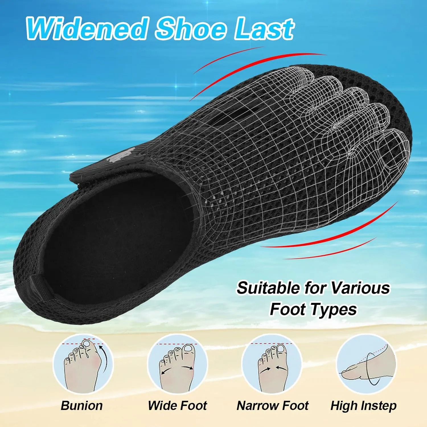 LeIsfIt Water Shoes for Women Men Wide Swim Beach Barefoot Shoes Quick Dry Aqua Socks for Pool Diving Boating River Yoga Lake Surf