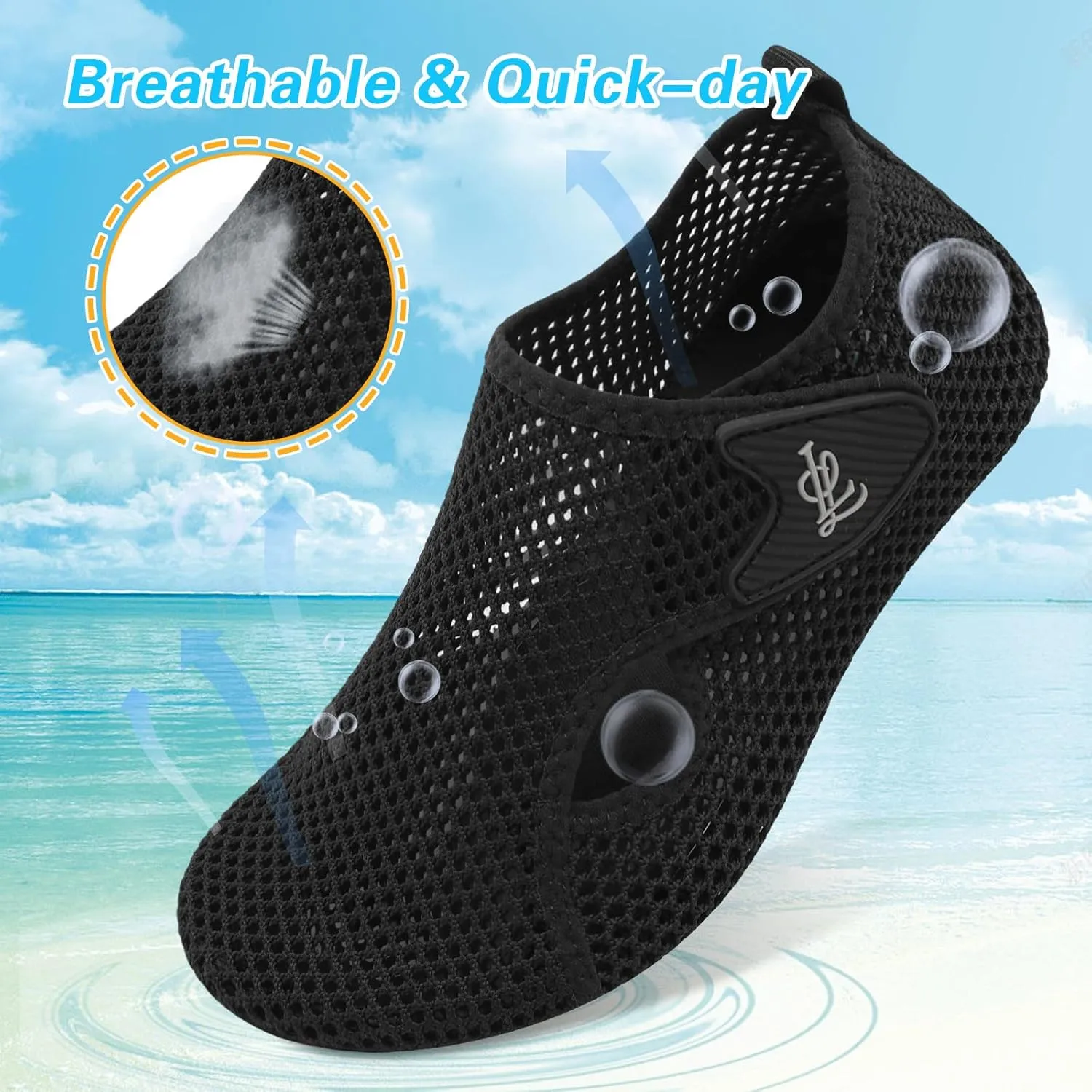 LeIsfIt Water Shoes for Women Men Wide Swim Beach Barefoot Shoes Quick Dry Aqua Socks for Pool Diving Boating River Yoga Lake Surf