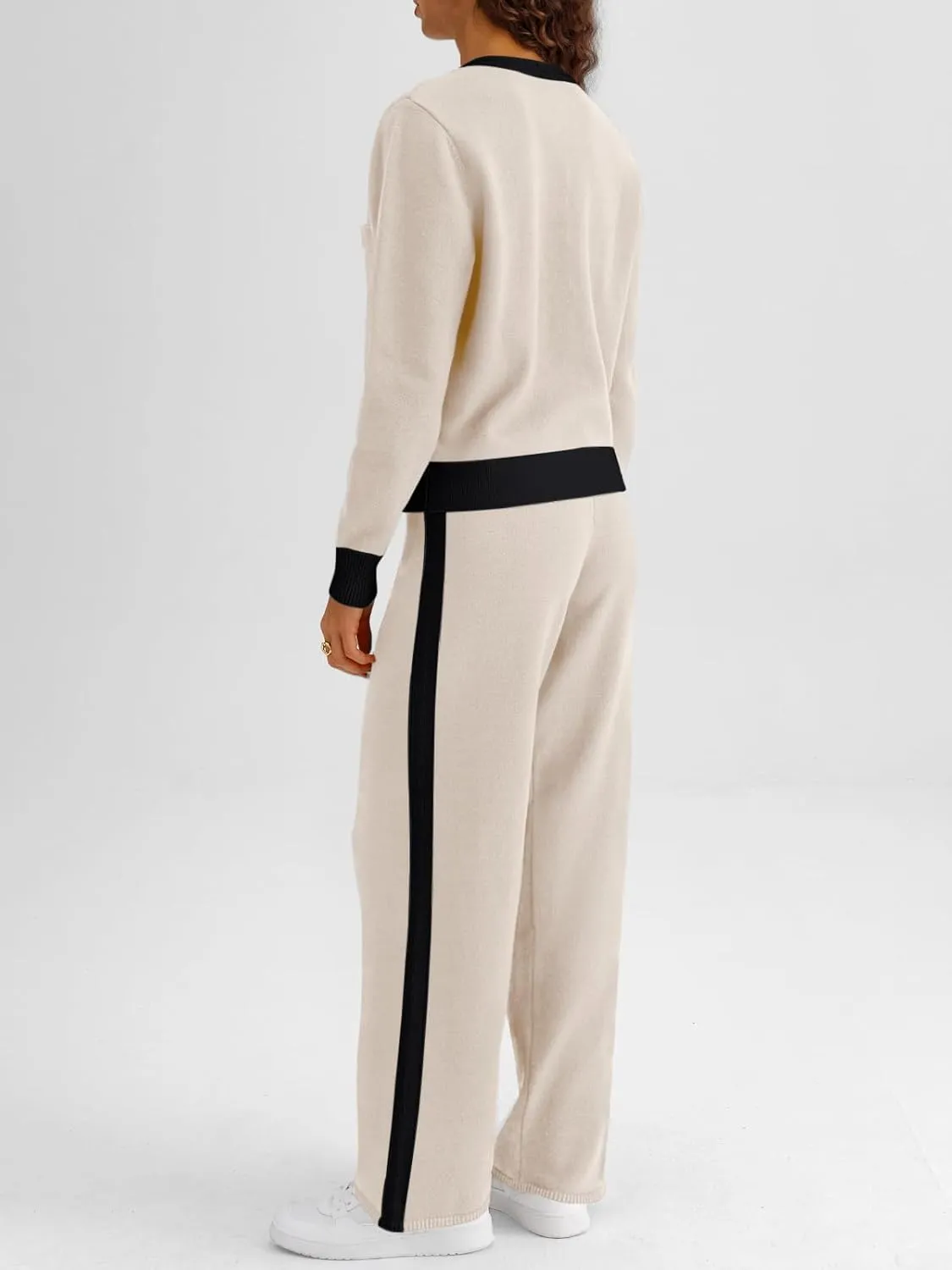 LILLUSORY Womens 2 Piece Sets Lounge Matching Cardigan Sweaters and Wide Leg Pants 2025 Fall Fashion Outfits Clothes