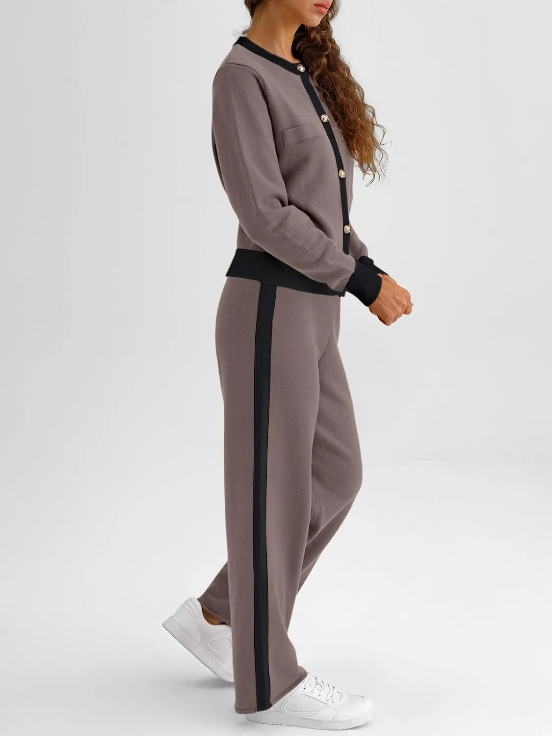 LILLUSORY Womens 2 Piece Sets Lounge Matching Cardigan Sweaters and Wide Leg Pants 2025 Fall Fashion Outfits Clothes