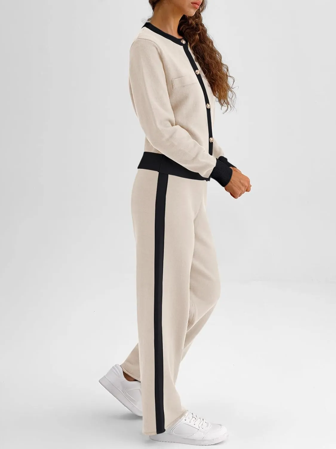 LILLUSORY Womens 2 Piece Sets Lounge Matching Cardigan Sweaters and Wide Leg Pants 2025 Fall Fashion Outfits Clothes