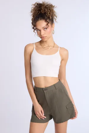 Linen-Blend Cargo Shorts