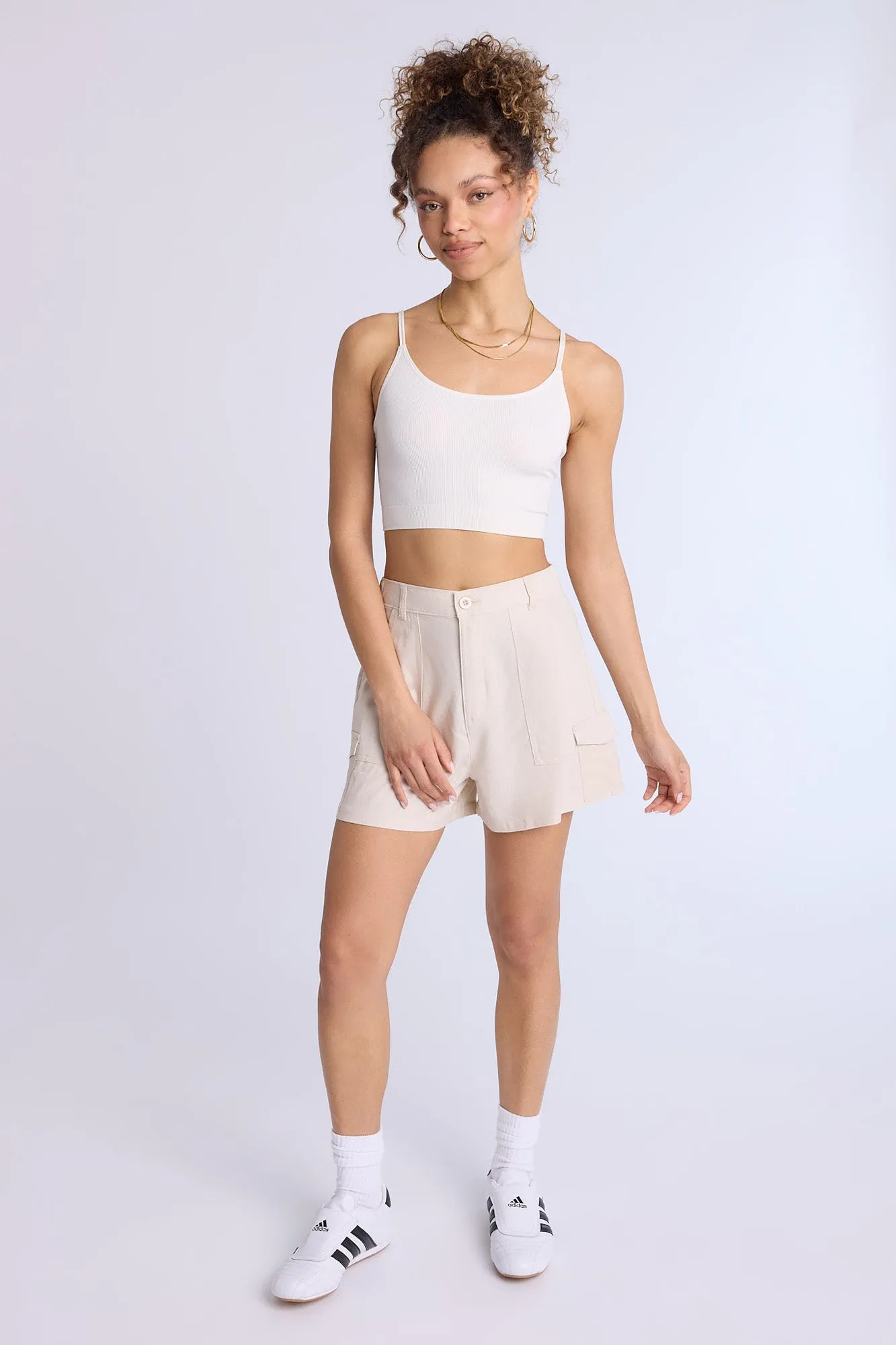 Linen-Blend Cargo Shorts