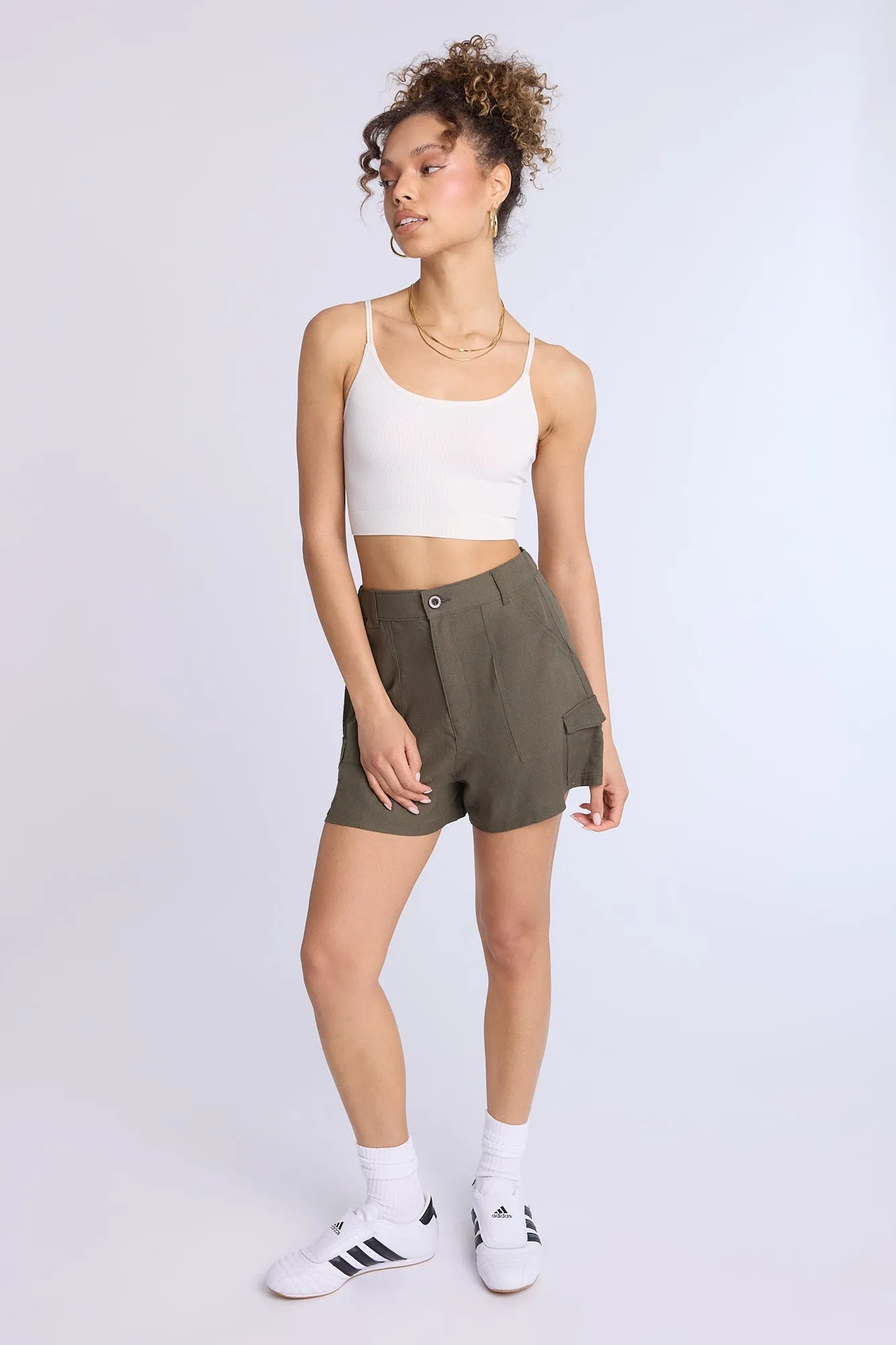 Linen-Blend Cargo Shorts