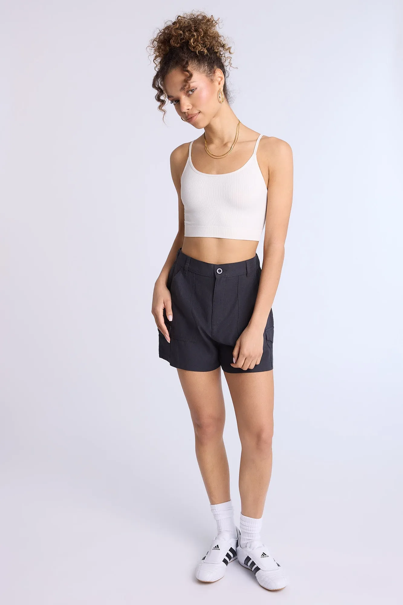 Linen-Blend Cargo Shorts