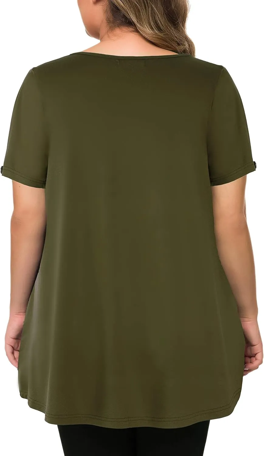 MANER Women's Plus Size Tops Short Sleeve Flowy Shirts Casual Blouses Tunic Tops L-4XL