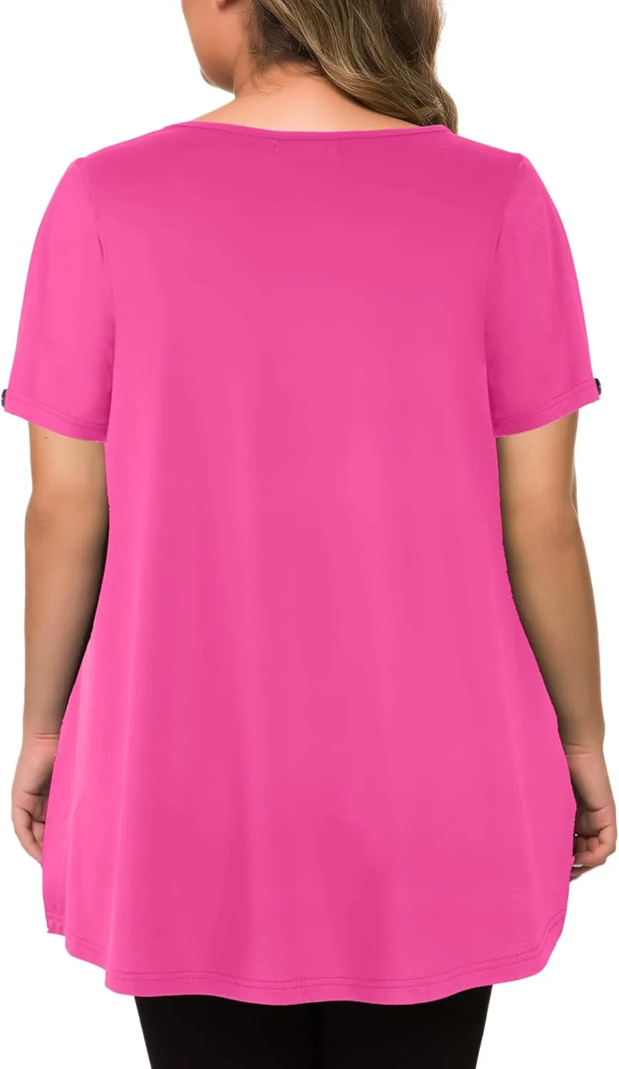 MANER Women's Plus Size Tops Short Sleeve Flowy Shirts Casual Blouses Tunic Tops L-4XL