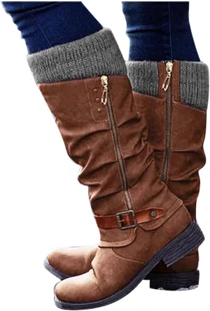 Masbird Winter Boots for Women Retro Fuzzy Waterproof Womens Snow Boots Non-Slip Round Toe Warm Outdoor Walking Shoes