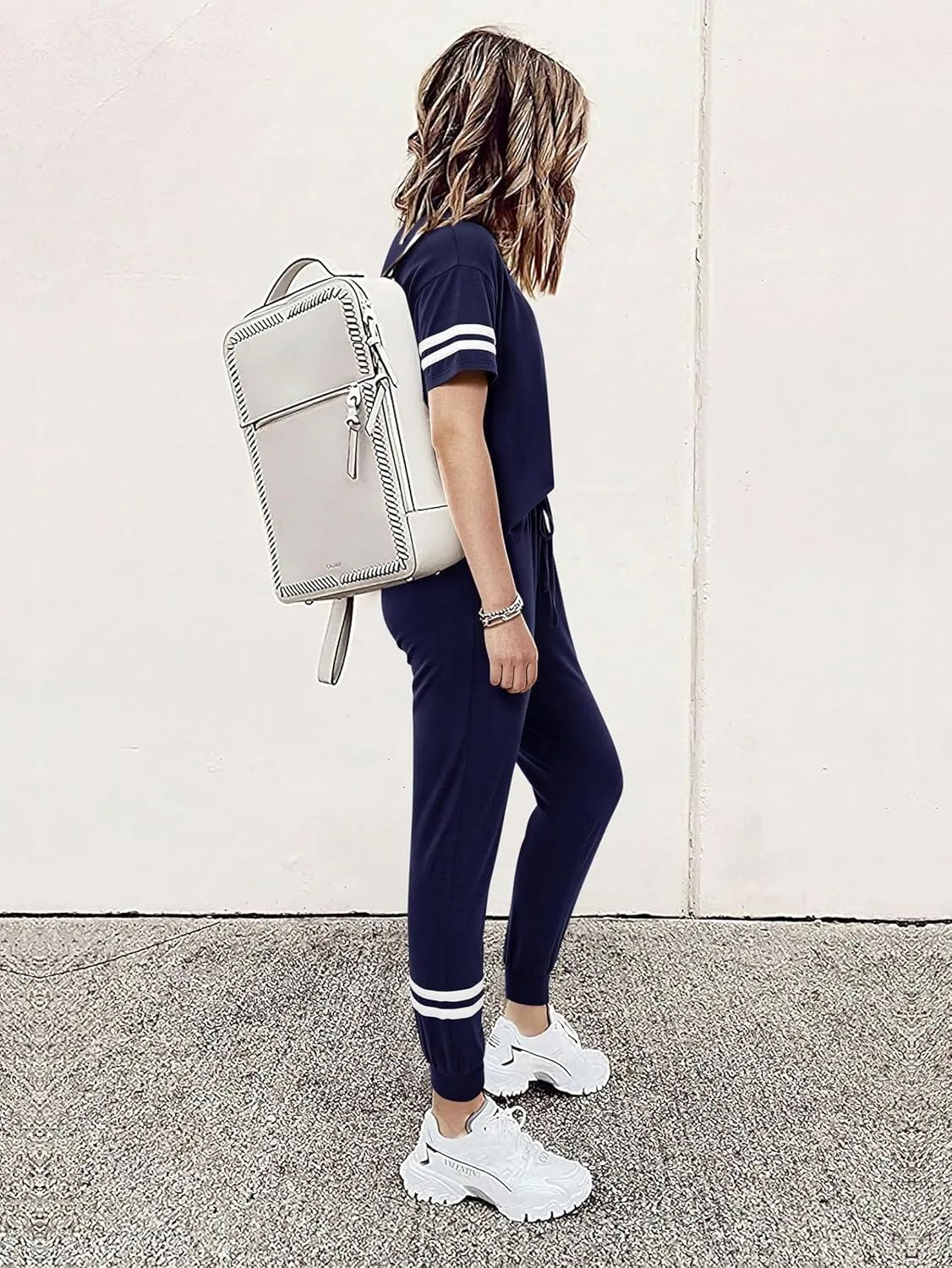 MASCOMODA 2 Piece Outfits for Women 2025 Summer Casual Quarter Zip Short Sleeve Tops Long Pants Tracksuit Jogger Lounge Sets