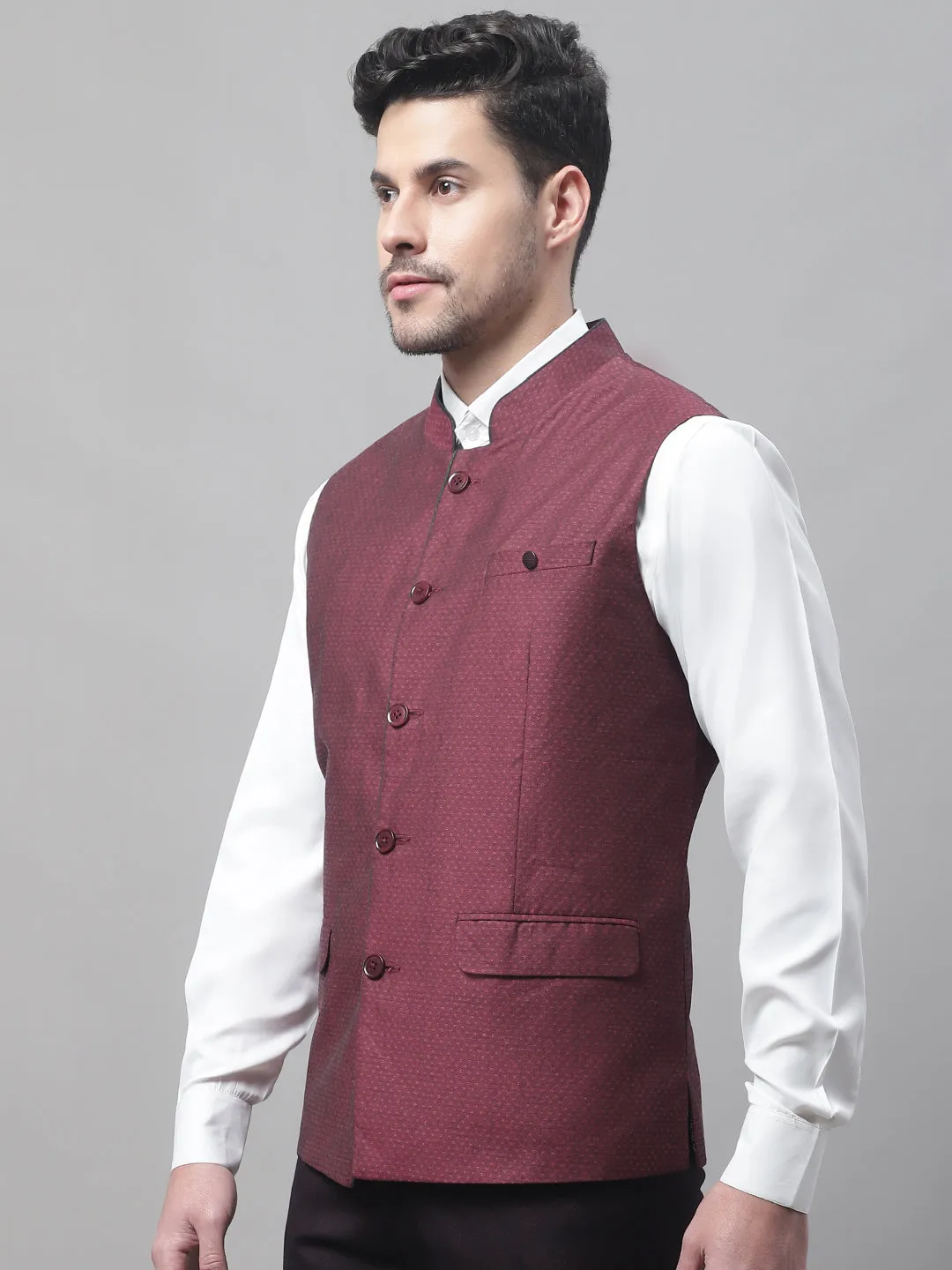 Men's Burgundy Waist Coat