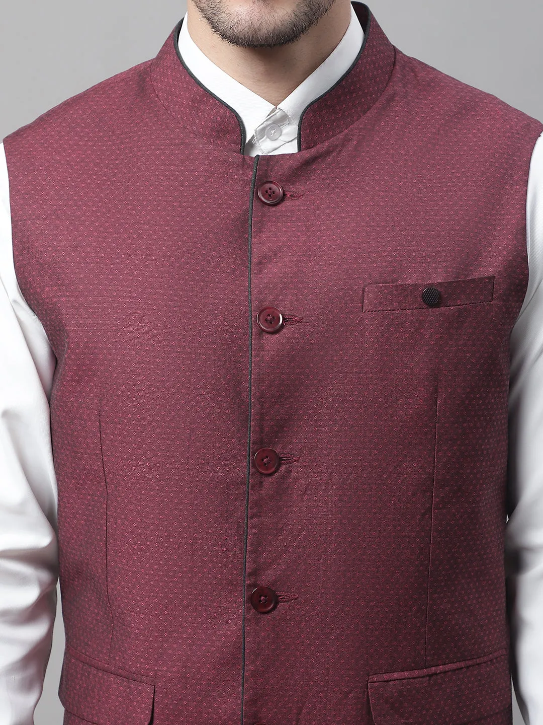 Men's Burgundy Waist Coat