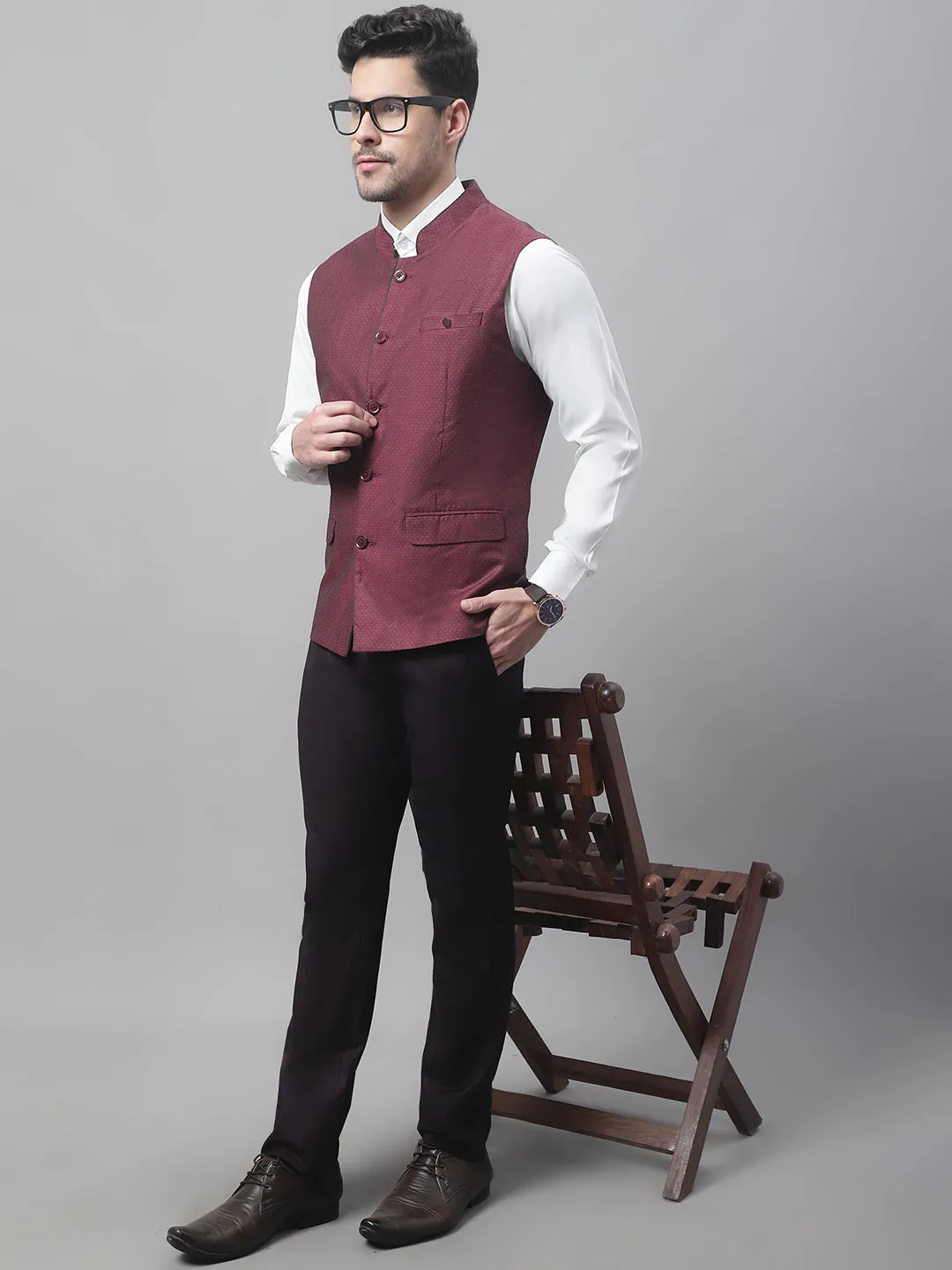 Men's Burgundy Waist Coat