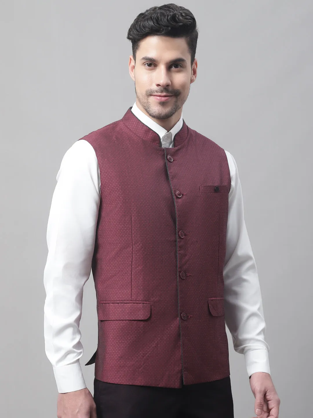 Men's Burgundy Waist Coat