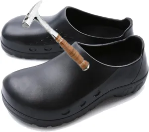 Mens Chef Steel Toe Cap Shoes, Men Steel Toe Safety Anti Kick and Anti Collision Waterproof Anti-Slip Kitchen Work Shoes, Comfortable Breathable Durable Oil Resistant Garden Work Clog