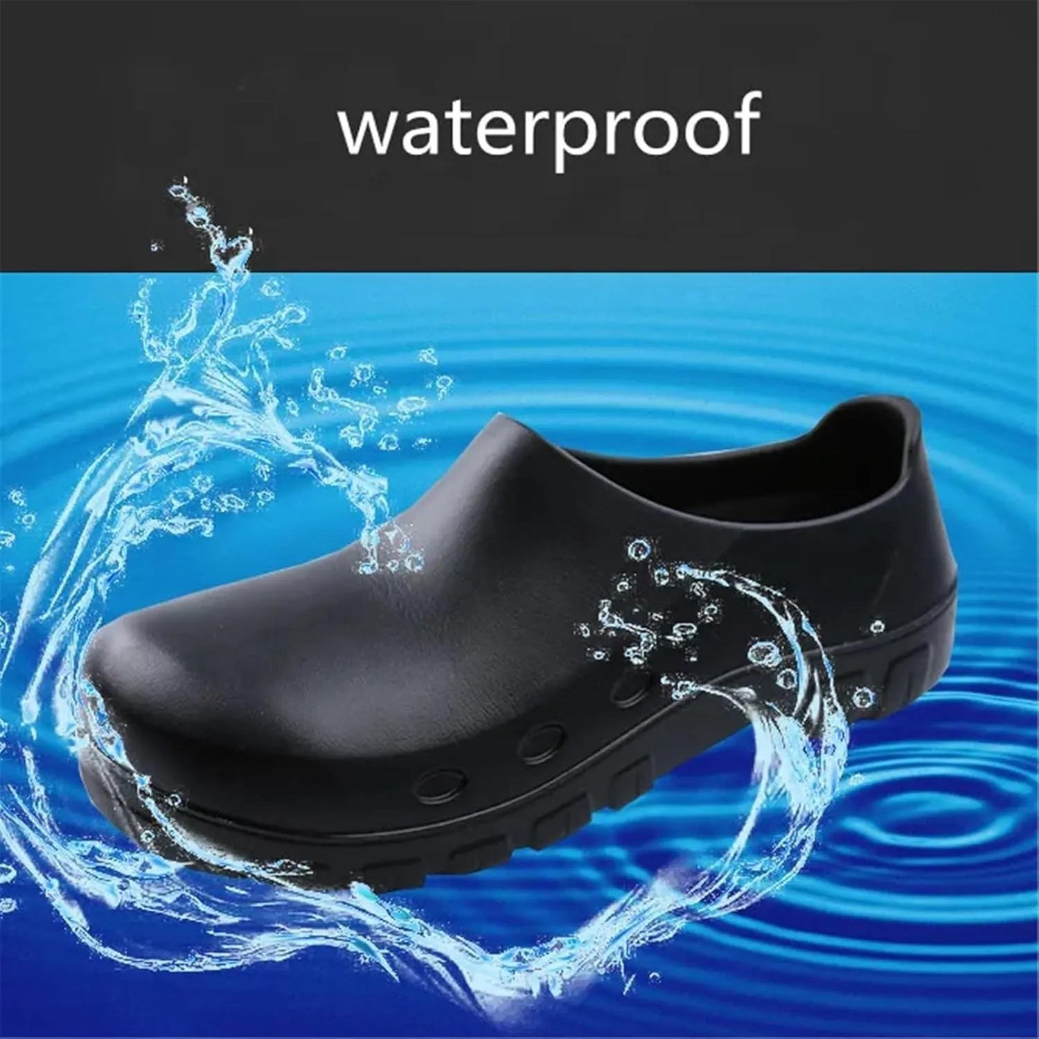 Mens Chef Steel Toe Cap Shoes, Men Steel Toe Safety Anti Kick and Anti Collision Waterproof Anti-Slip Kitchen Work Shoes, Comfortable Breathable Durable Oil Resistant Garden Work Clog