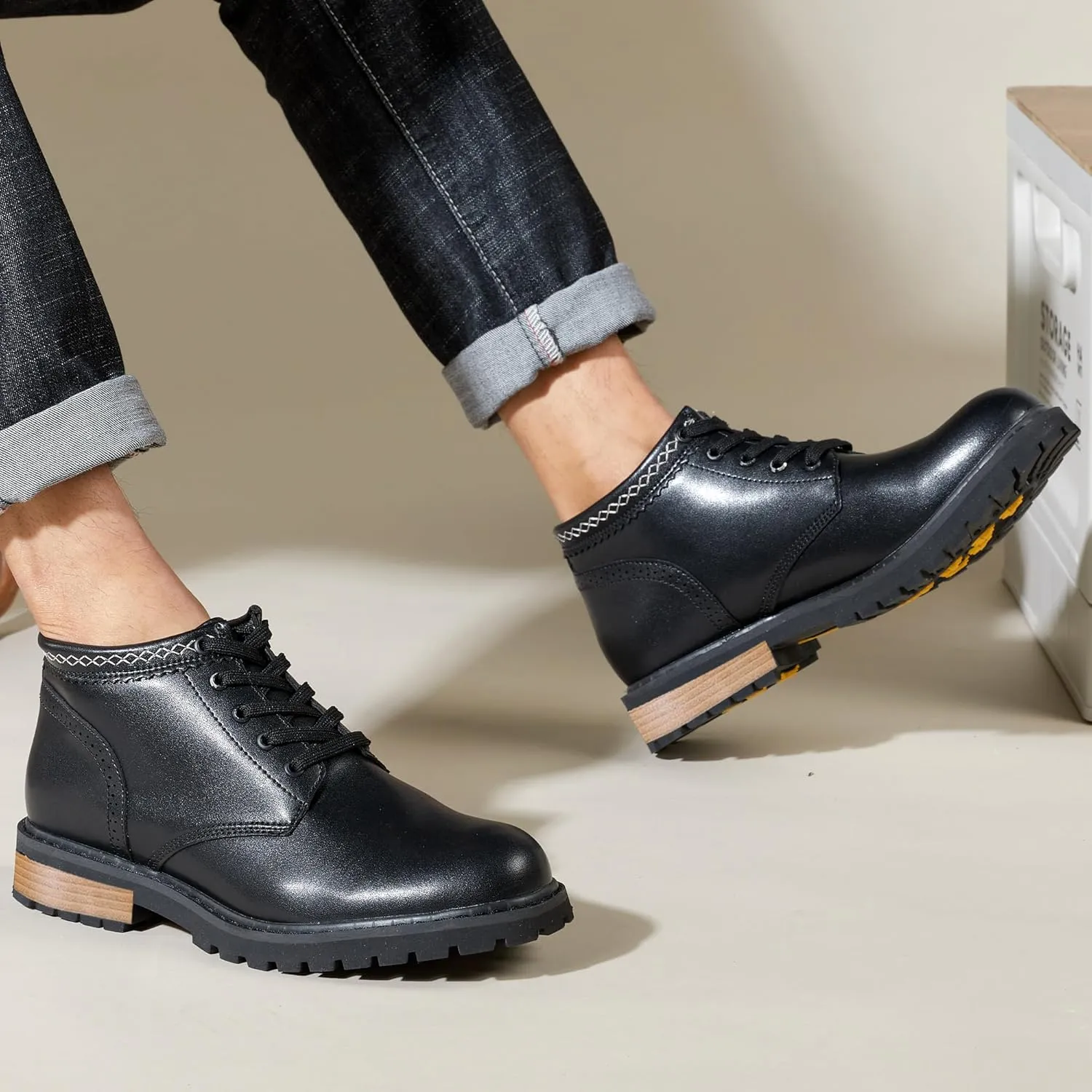 Men's Chelsea Ankle Boots Cowboy Boots Dress Casual Shoes Punk Rock Western Boots