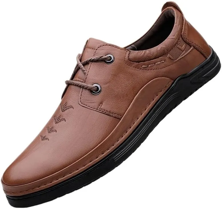 Men's Formal Office Shoes Derby Sneakers Non-Slip Waterproof Business Derby Shoes Low Top Oxford Shoes for Men(Brown,9)
