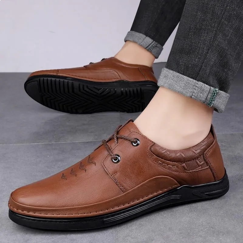 Men's Formal Office Shoes Derby Sneakers Non-Slip Waterproof Business Derby Shoes Low Top Oxford Shoes for Men(Brown,9)