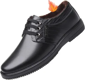 Men's Lace-Up Leather Winter Warm Cotton Non Slip Waterproof Kitchen Chef Shoes, Lightweight Oil Resistant Hospital Food Service Restaurant Work Shoes, for Kitchen and Food Service