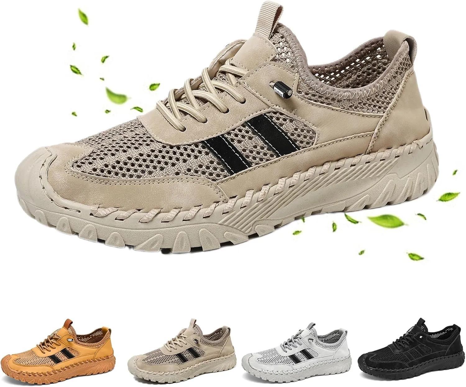 Men's Outdoor Mesh Trail Shoes for Hiking & Walking Summer Slip on Sports Shoes Breathable Mesh Non-Slip Casual Sneakers