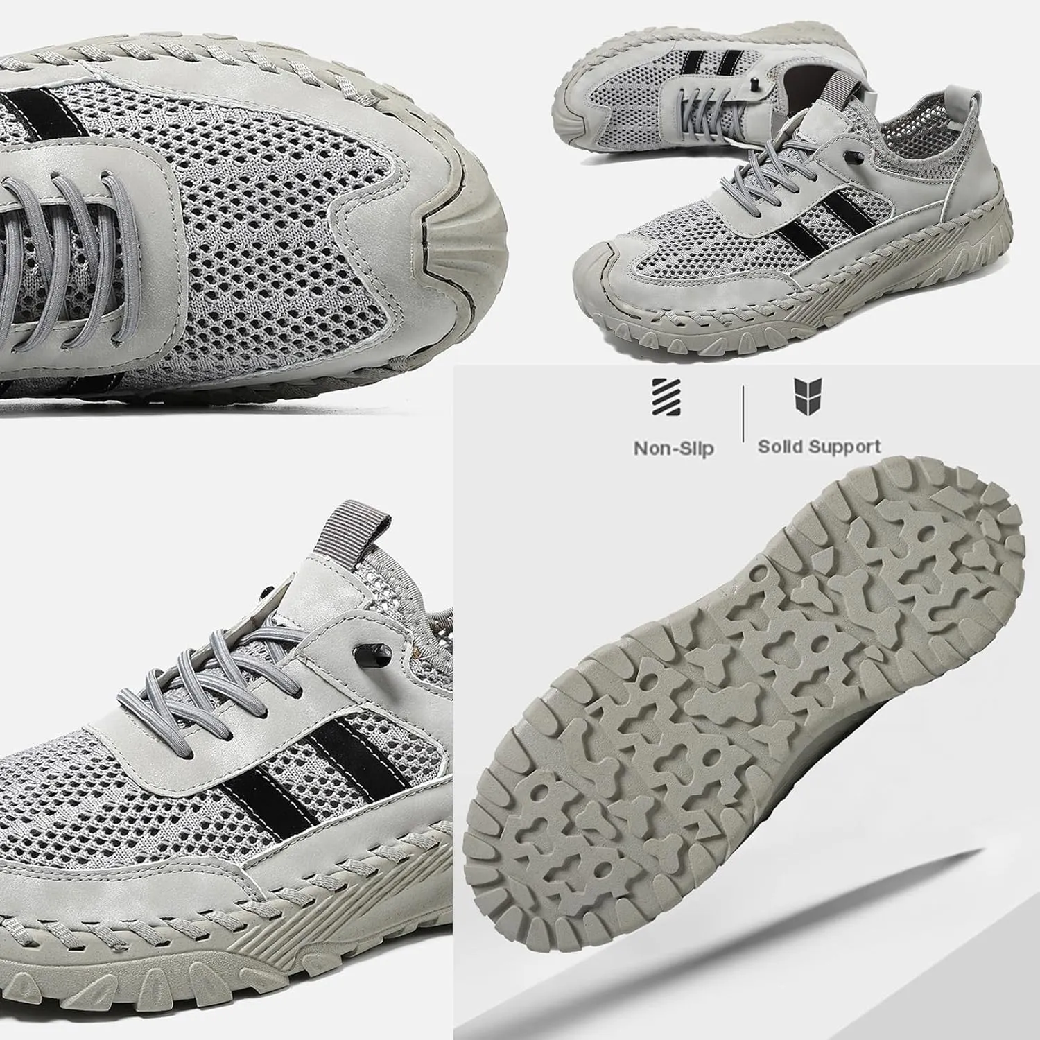 Men's Outdoor Mesh Trail Shoes for Hiking & Walking Summer Slip on Sports Shoes Breathable Mesh Non-Slip Casual Sneakers
