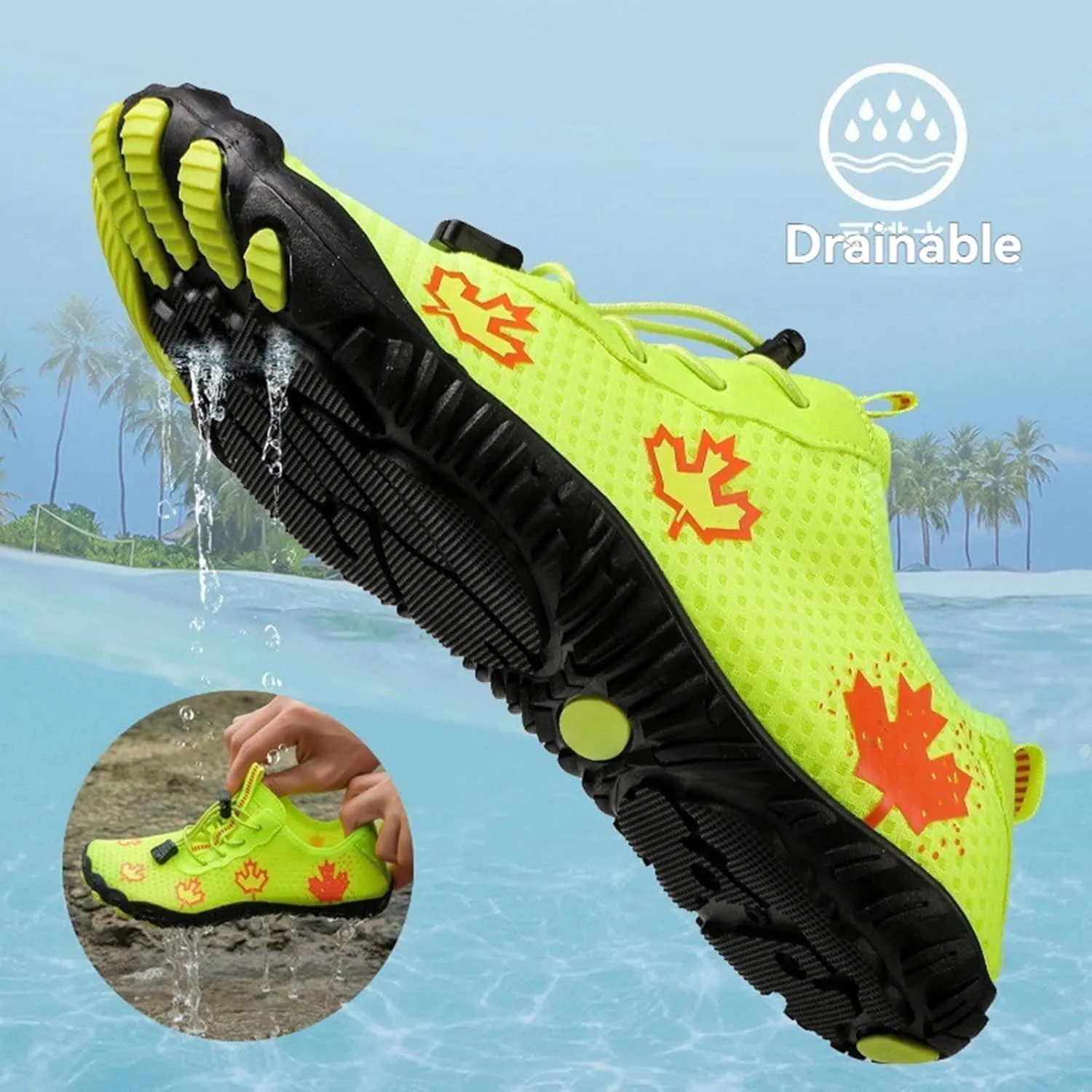 Mens Water Shoes, Quick Drying Aqua Beach Pool Swim Lightweight Sneakers, Barefoot Shoes Women Men, Sock Hiking Sports, Hike Waterproof Trail Running Healthy Non Slip Outdoor Activities