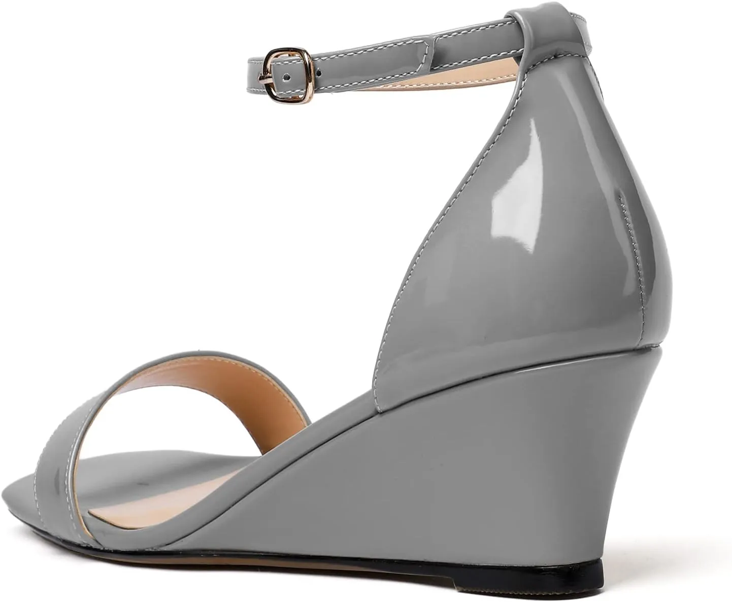 Mettesally Women's Wedge Heels Sandals Mid Heel Ankle Strap Square Open Toe Evening Dress Wedding Shoes