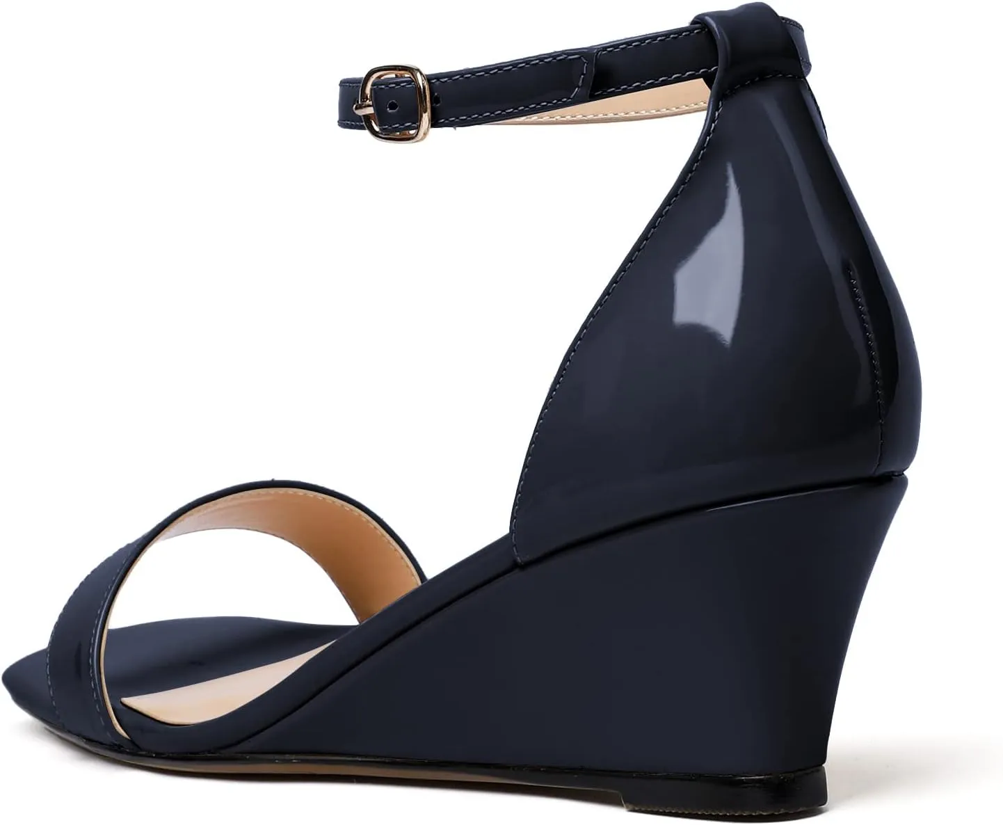 Mettesally Women's Wedge Heels Sandals Mid Heel Ankle Strap Square Open Toe Evening Dress Wedding Shoes