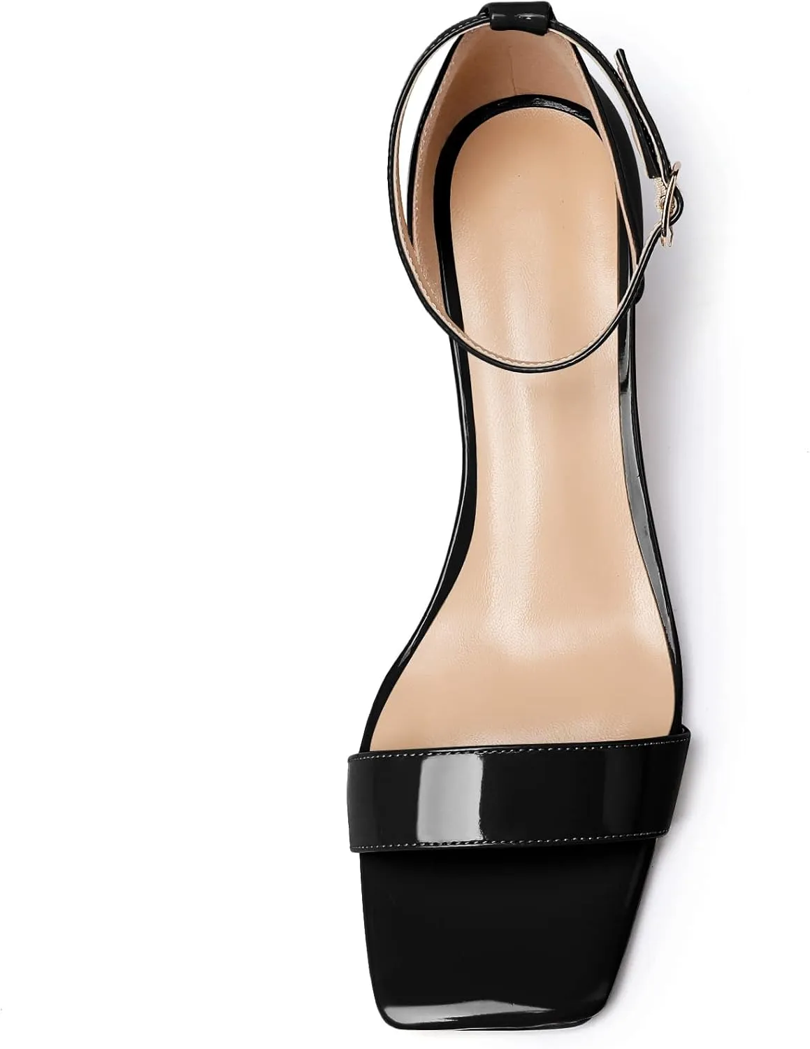 Mettesally Women's Wedge Heels Sandals Mid Heel Ankle Strap Square Open Toe Evening Dress Wedding Shoes