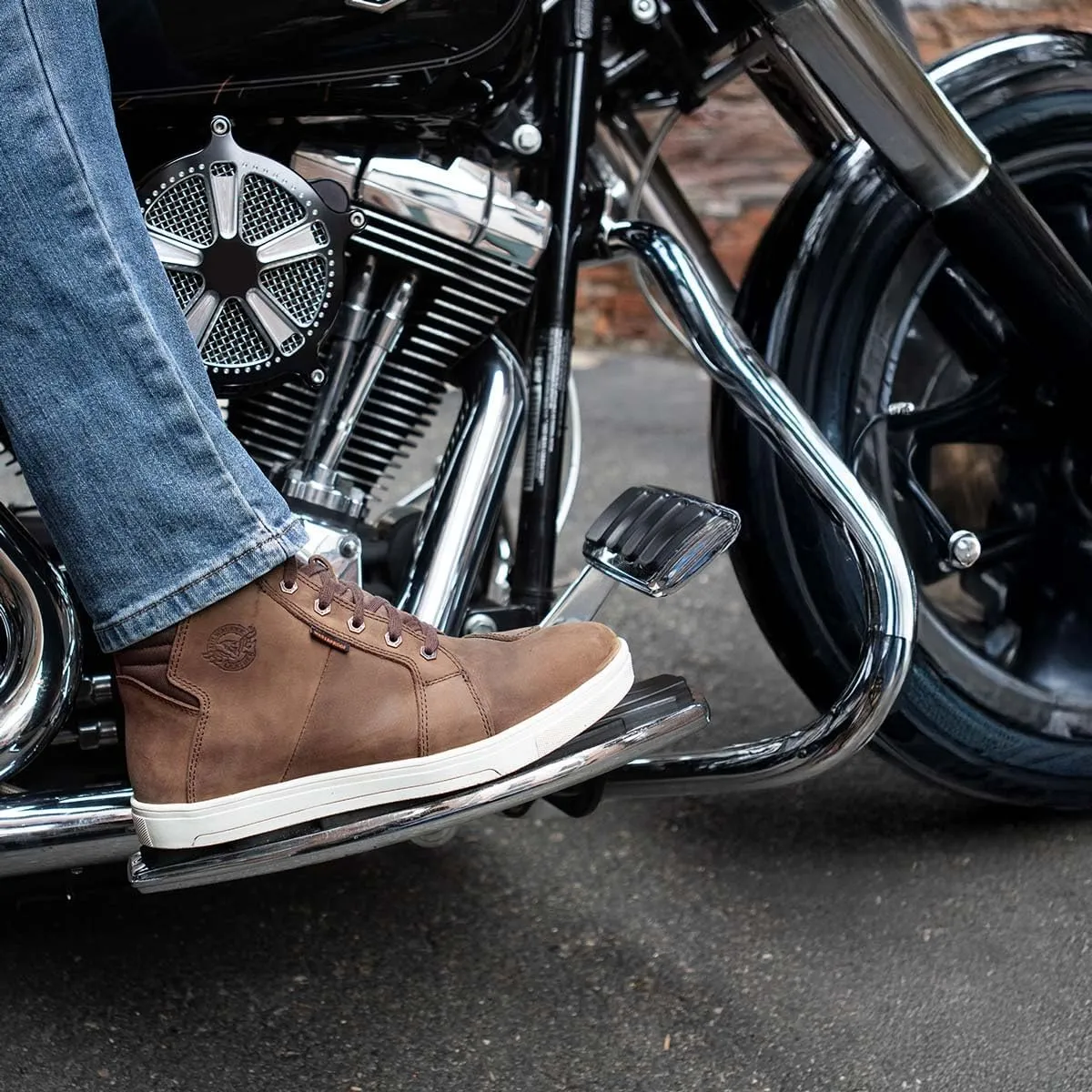 Milwaukee Leather MBM9113 Men's Brown Waterproof Leather Motorcycle Reinforced Riding Shoes w/Ankle Support - 10.5
