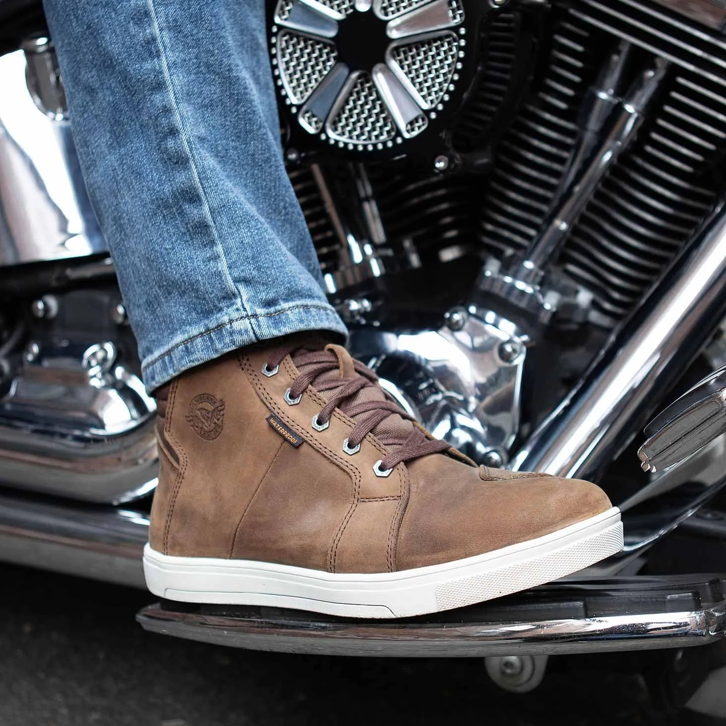 Milwaukee Leather MBM9113 Men's Brown Waterproof Leather Motorcycle Reinforced Riding Shoes w/Ankle Support - 10.5