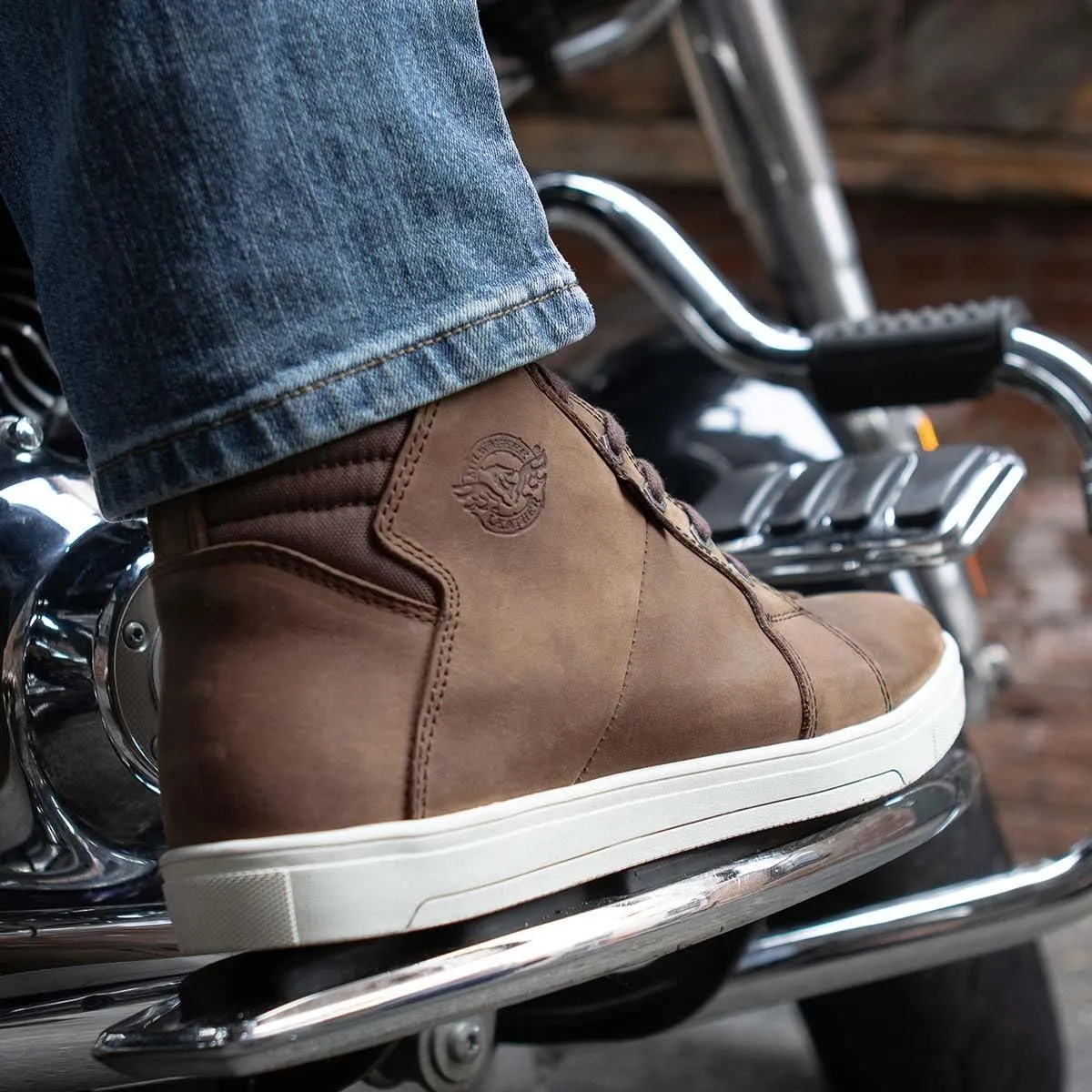 Milwaukee Leather MBM9113 Men's Brown Waterproof Leather Motorcycle Reinforced Riding Shoes w/Ankle Support - 10.5