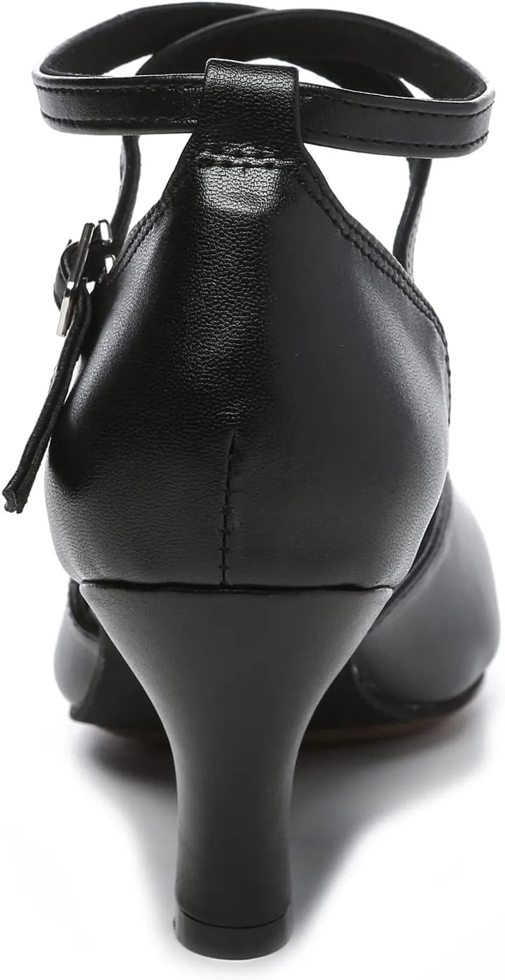 Minishion Women's Closed Toe Dance Shoes Ankle Strap Formal Party Evening Pumps