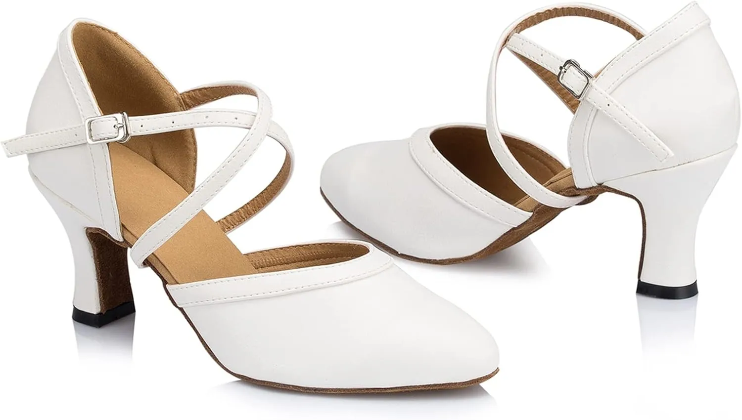 Minishion Women's Closed Toe Dance Shoes Ankle Strap Formal Party Evening Pumps