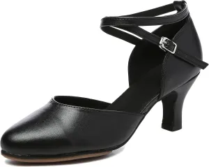 Minishion Women's Closed Toe Dance Shoes Ankle Strap Formal Party Evening Pumps
