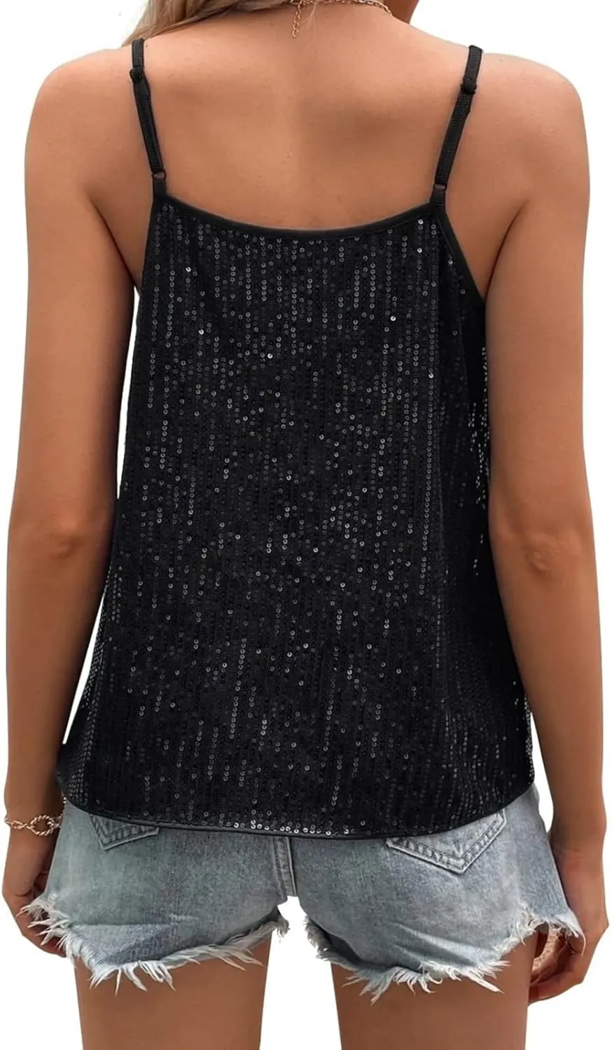 MINTLIMIT Women's Sequin Tops Sleeveless Sparkle Shimmer Camisole Glitter Tank Tops Cocktail Club Party Vest