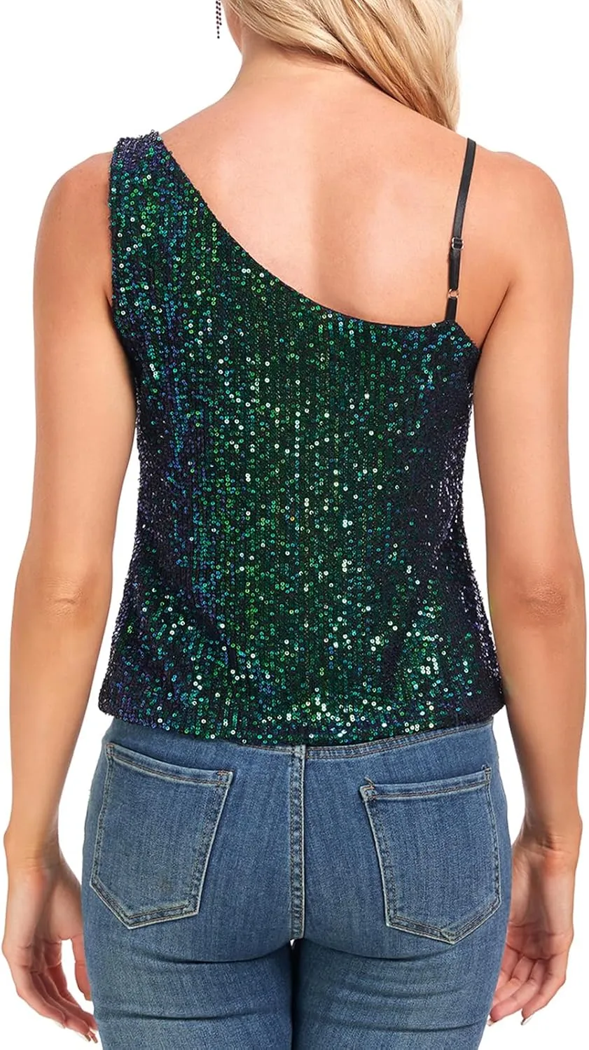 MINTLIMIT Women's Sequin Tops Sleeveless Sparkle Shimmer Camisole Glitter Tank Tops Cocktail Club Party Vest