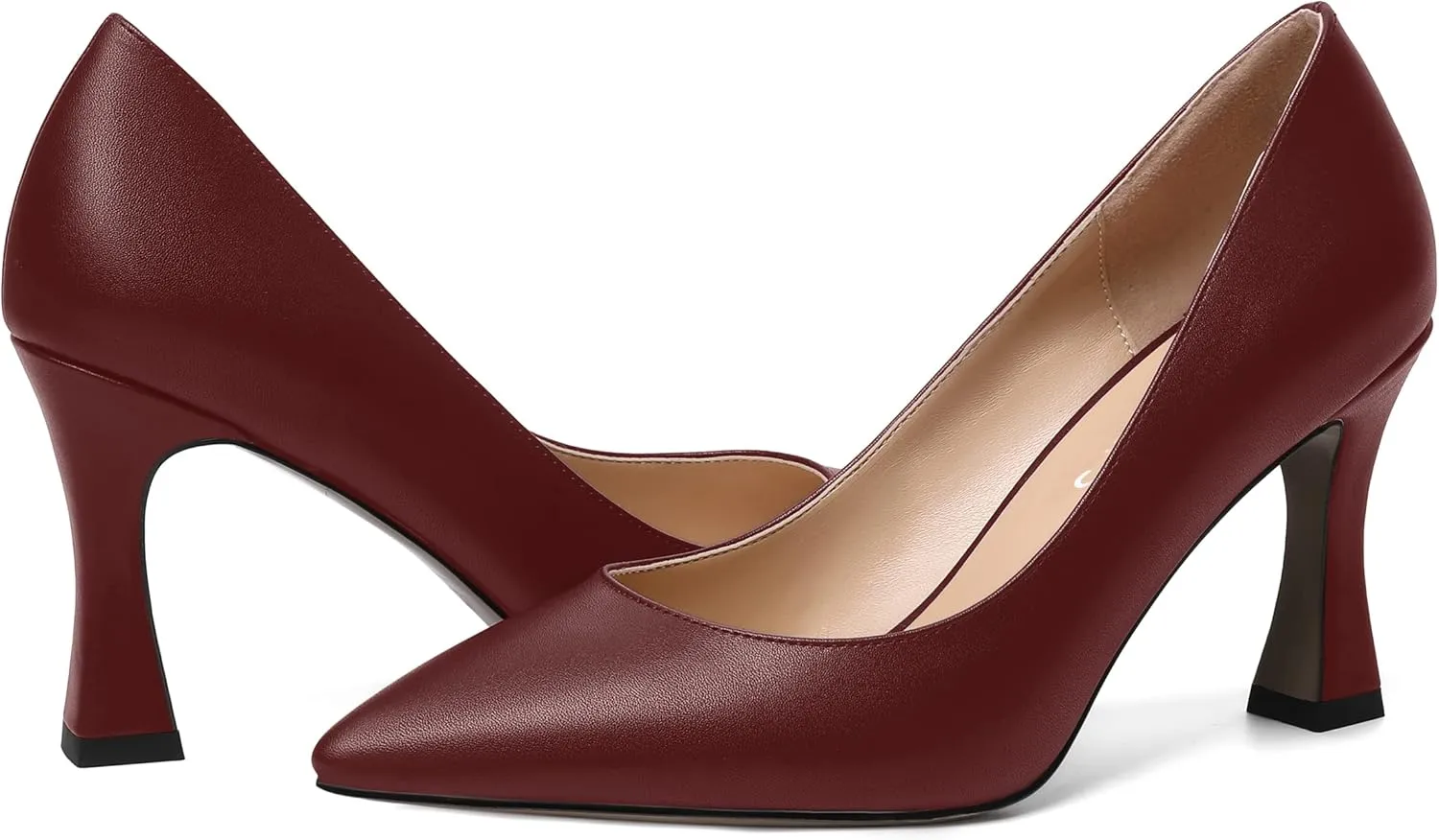 MOVINSTEPS Womens Slip On Pointed Toe Matte Sexy Wedding Spool High Heel Pumps Shoes 3.3 Inch