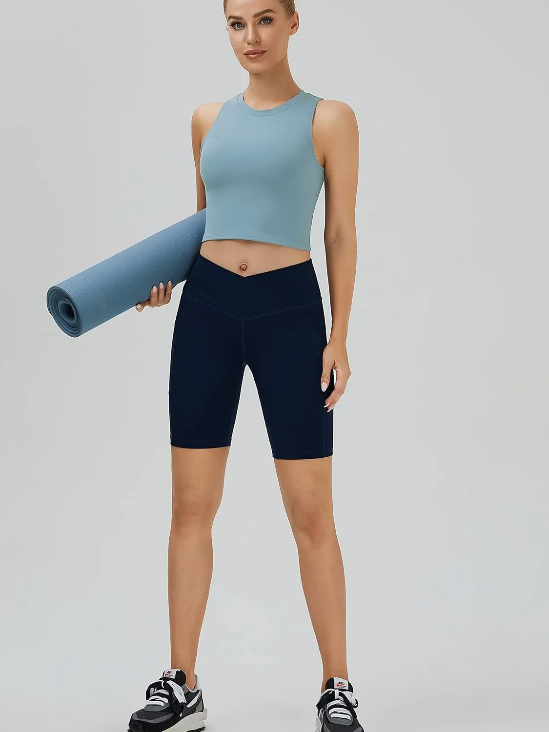 NEOSAN Womens Sport Bras High Neck Removable Padded Yoga Crop Tops Longline Workout Tank Tops