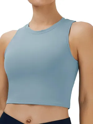 NEOSAN Womens Sport Bras High Neck Removable Padded Yoga Crop Tops Longline Workout Tank Tops